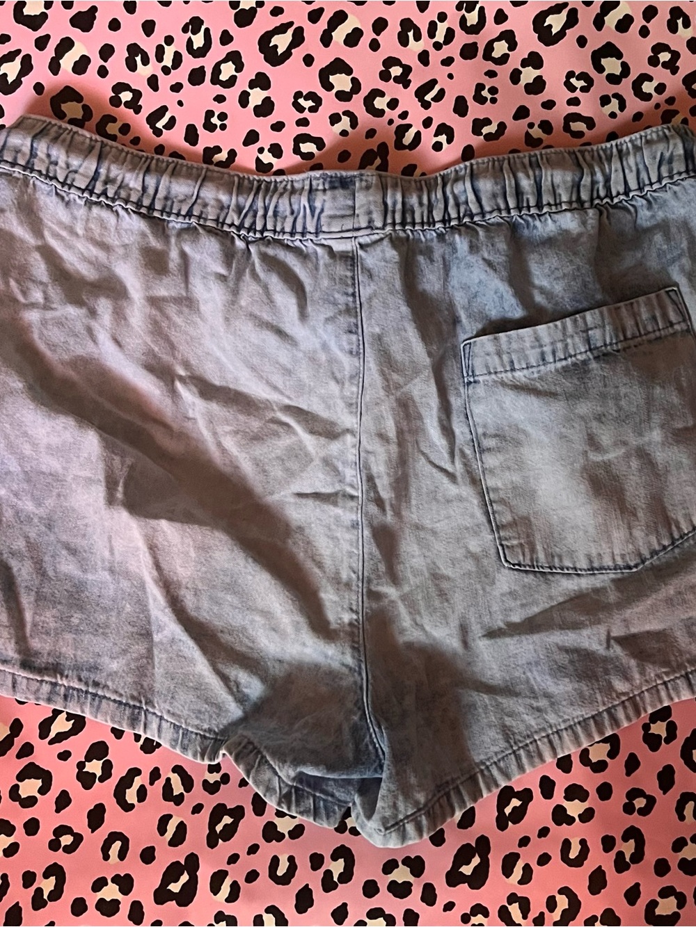 aerie Light Blue Denim-Look Drawstring Shorts - Picture 3 of 3